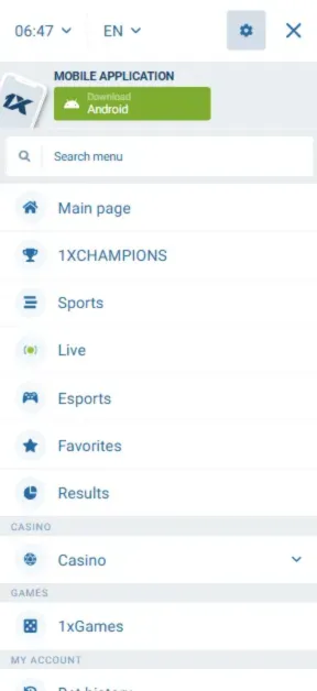 1xBet download APK
